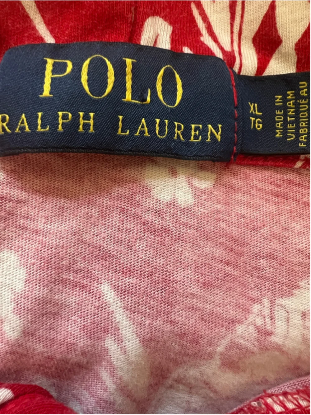 Polo Ralph Lauren Tee Hoodie XL Red White Tropical Bear Print Worn 1x